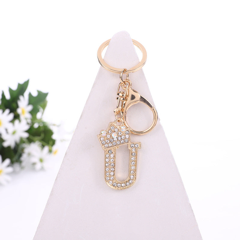 Wholesale Zinc Alloy Alphabet Rhinestone Keychain
